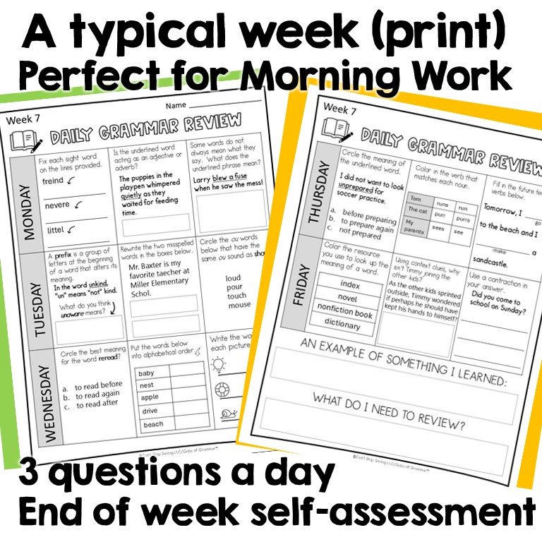 3rd Grade Grammar Activities YEARLONG Spiral Review Daily Lessons & Slides - Image 9