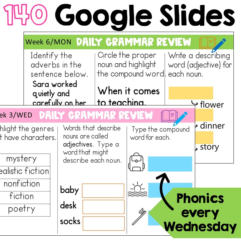 3rd Grade Grammar Activities YEARLONG Spiral Review Daily Lessons & Slides - Image 10